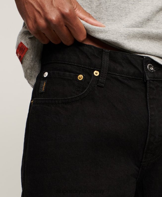 uy Superdry hombres jeans rectos de algodón orgánico negro DT2N8Z1228 ropa