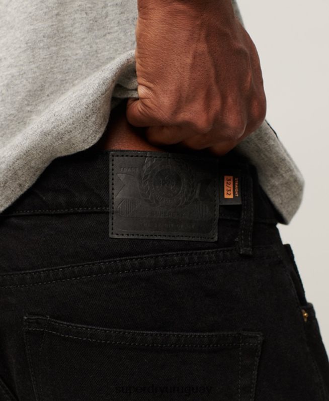 uy Superdry hombres jeans rectos de algodón orgánico negro DT2N8Z1228 ropa