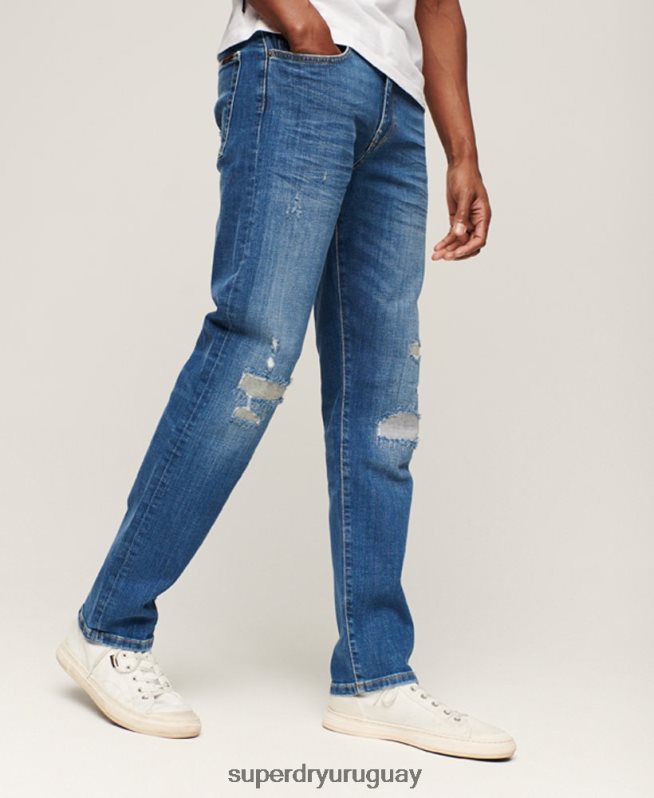 uy Superdry hombres jeans slim rectos de algodón orgánico azul DT2N8Z1214 ropa