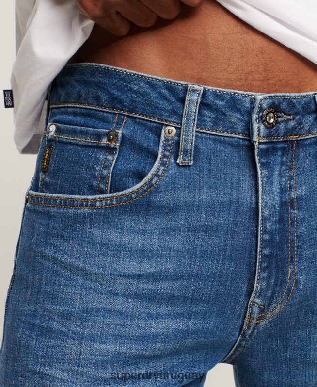 uy Superdry hombres jeans slim rectos de algodón orgánico azul DT2N8Z1214 ropa