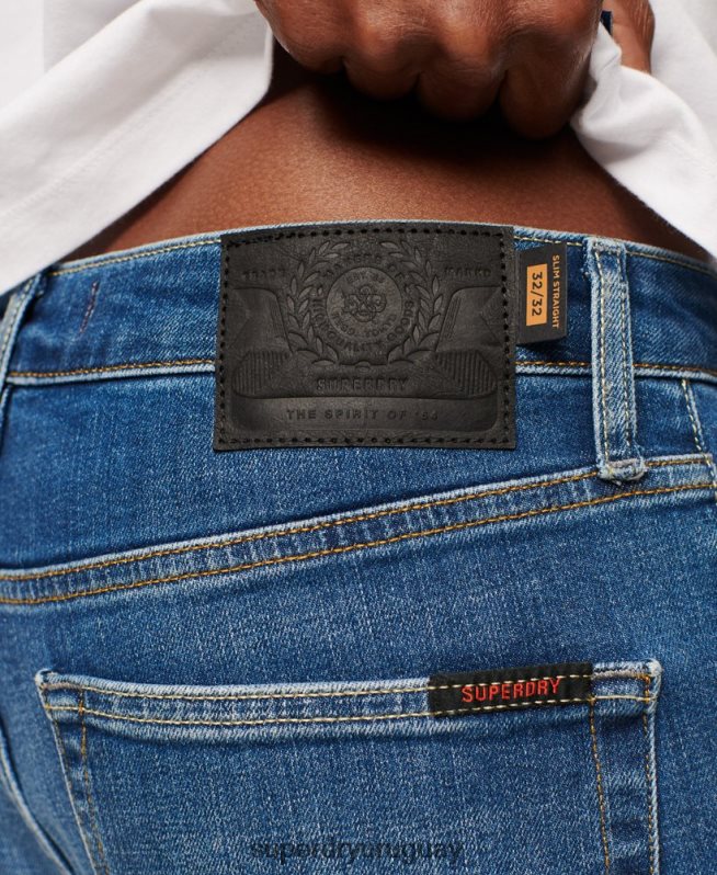 uy Superdry hombres jeans slim rectos de algodón orgánico azul DT2N8Z1214 ropa