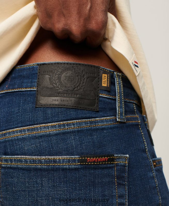 uy Superdry hombres jeans slim rectos de algodón orgánico azul DT2N8Z1225 ropa