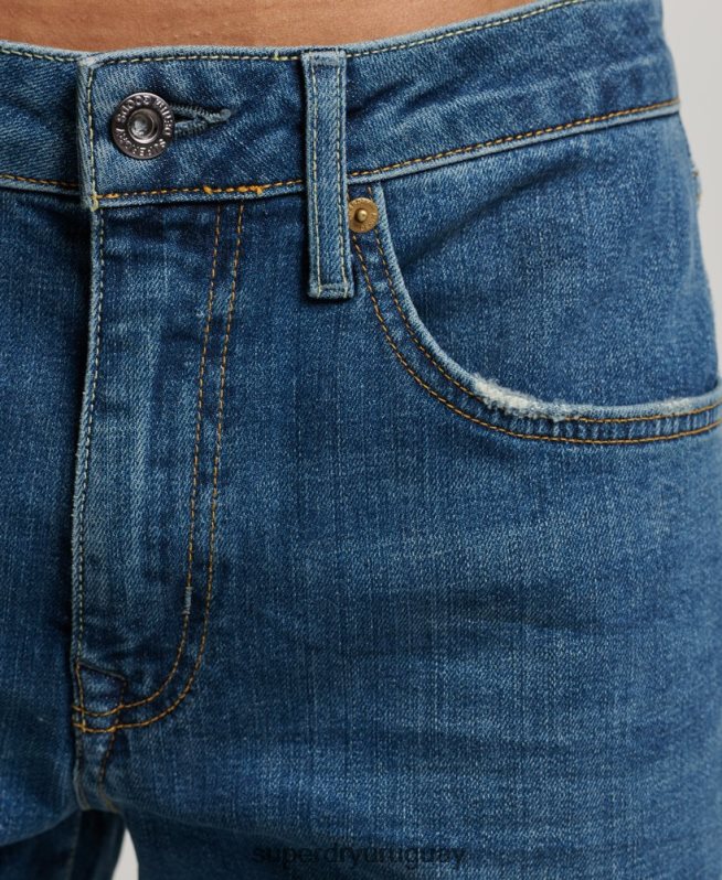 uy Superdry hombres jeans slim rectos de algodón orgánico azul DT2N8Z1229 ropa