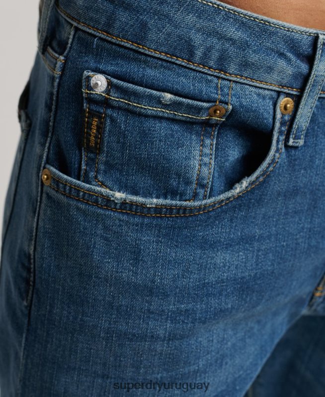 uy Superdry hombres jeans slim rectos de algodón orgánico azul DT2N8Z1229 ropa