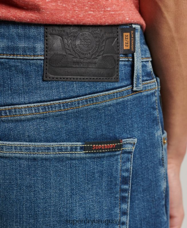 uy Superdry hombres jeans slim rectos de algodón orgánico azul DT2N8Z1229 ropa
