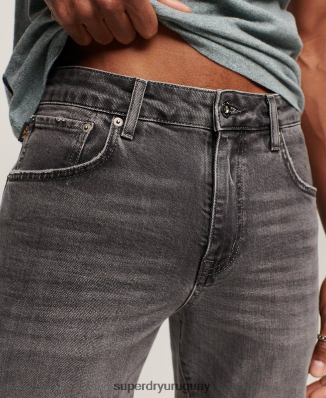 uy Superdry hombres jeans slim rectos de algodón orgánico gris DT2N8Z1227 ropa