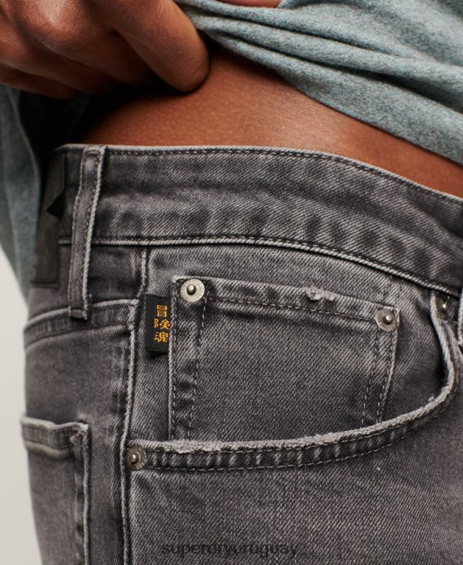 uy Superdry hombres jeans slim rectos de algodón orgánico gris DT2N8Z1227 ropa