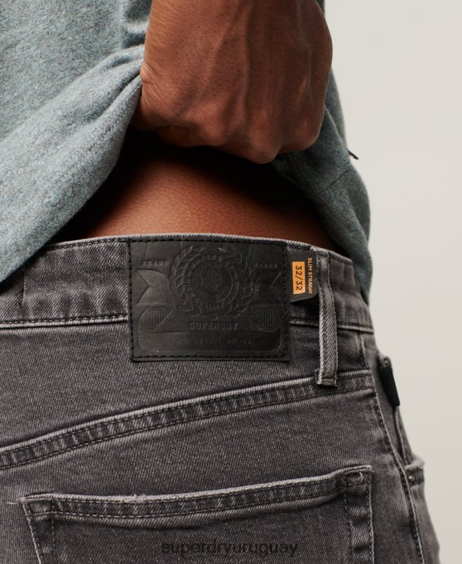 uy Superdry hombres jeans slim rectos de algodón orgánico gris DT2N8Z1227 ropa