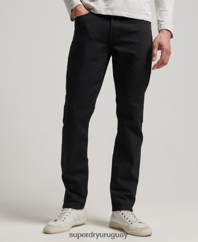 uy Superdry hombres jeans slim rectos de algodón orgánico negro DT2N8Z1222 ropa