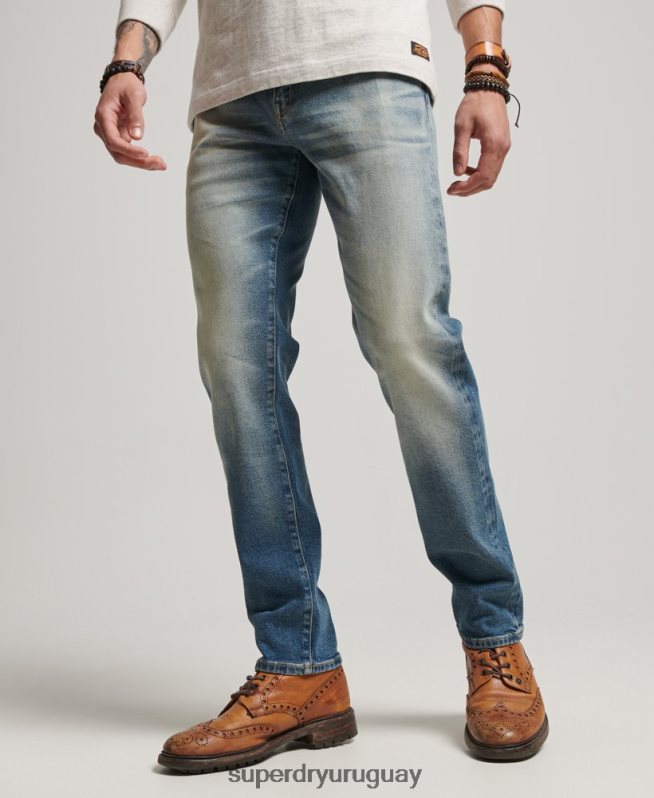 uy Superdry hombres tienda mercantil - vaqueros slim orgánicos azul claro DT2N8Z1221 ropa