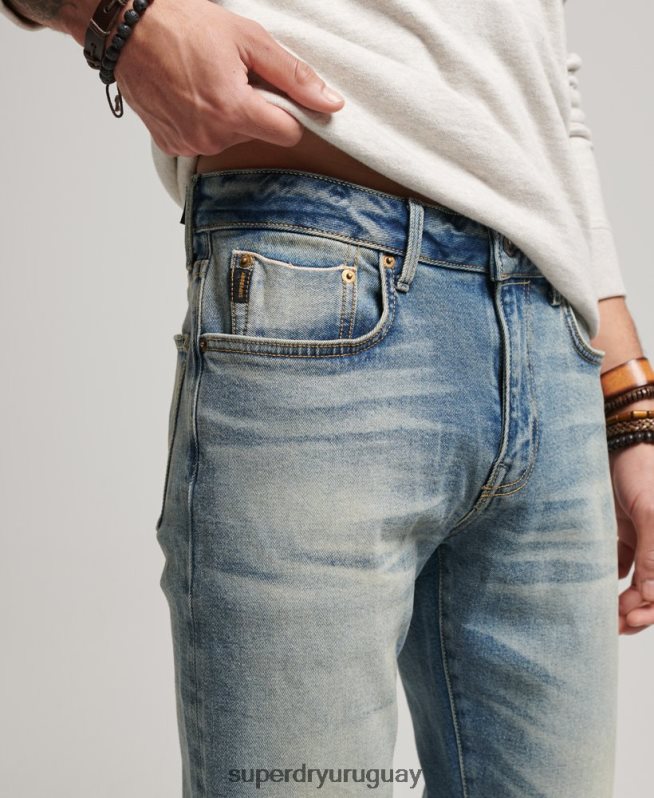 uy Superdry hombres tienda mercantil - vaqueros slim orgánicos azul claro DT2N8Z1221 ropa