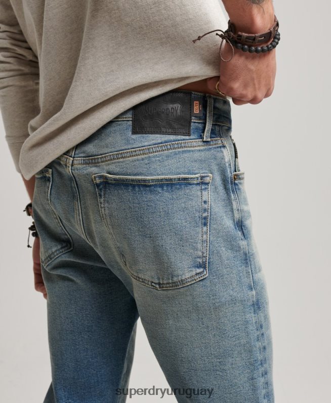 uy Superdry hombres tienda mercantil - vaqueros slim orgánicos azul claro DT2N8Z1221 ropa
