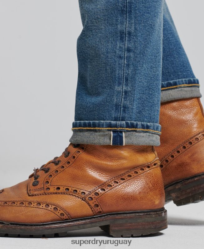 uy Superdry hombres tienda mercantil - vaqueros slim orgánicos azul claro DT2N8Z1221 ropa
