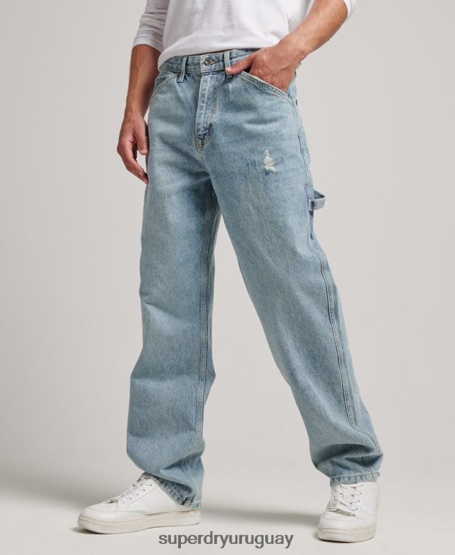 uy Superdry hombres vaqueros carpinteros de algodón orgánico azul claro DT2N8Z1211 ropa