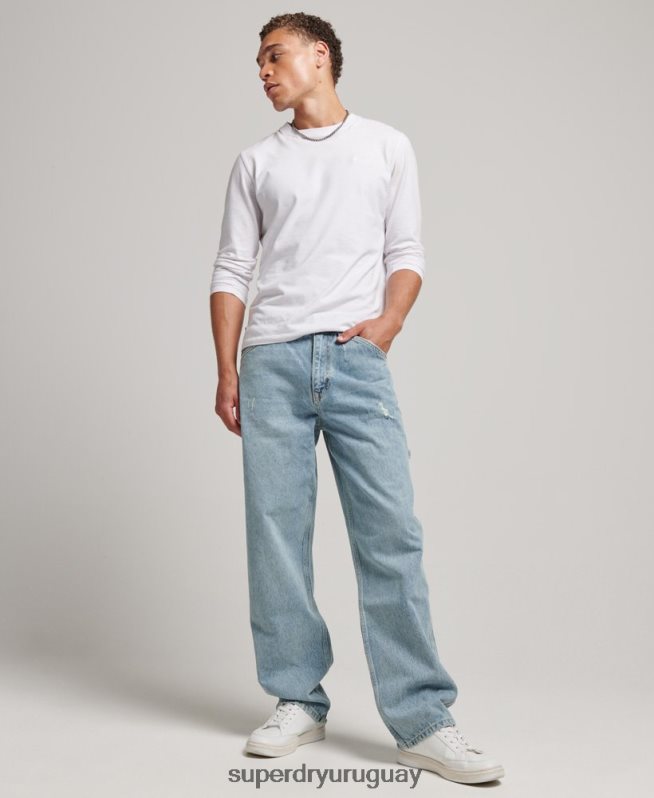 uy Superdry hombres vaqueros carpinteros de algodón orgánico azul claro DT2N8Z1211 ropa