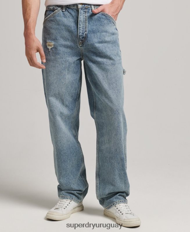uy Superdry hombres vaqueros carpinteros de algodón orgánico azul claro DT2N8Z1226 ropa