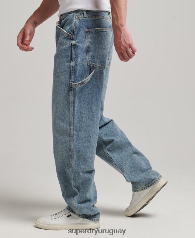 uy Superdry hombres vaqueros carpinteros de algodón orgánico azul claro DT2N8Z1226 ropa