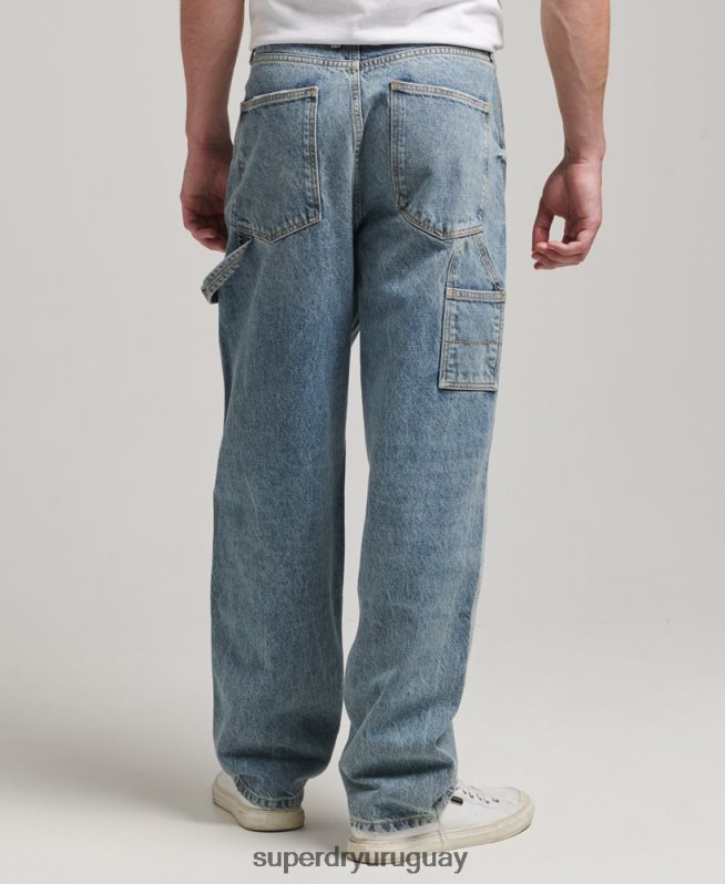 uy Superdry hombres vaqueros carpinteros de algodón orgánico azul claro DT2N8Z1226 ropa