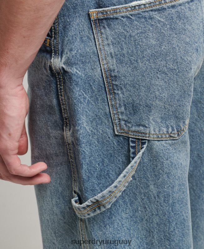 uy Superdry hombres vaqueros carpinteros de algodón orgánico azul claro DT2N8Z1226 ropa