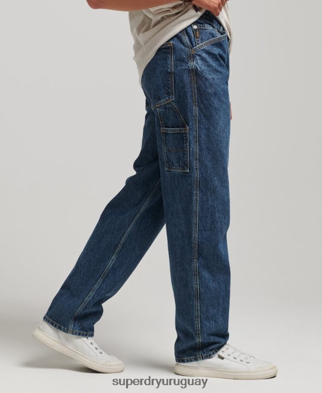 uy Superdry hombres vaqueros carpinteros de algodón orgánico azul oscuro DT2N8Z1215 ropa