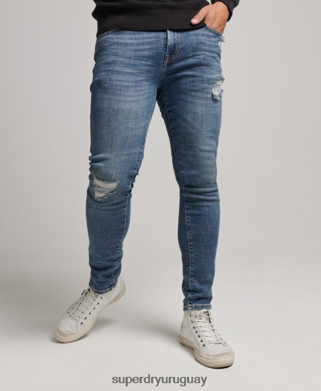 uy Superdry hombres vaqueros pitillo de época azul claro DT2N8Z1223 ropa