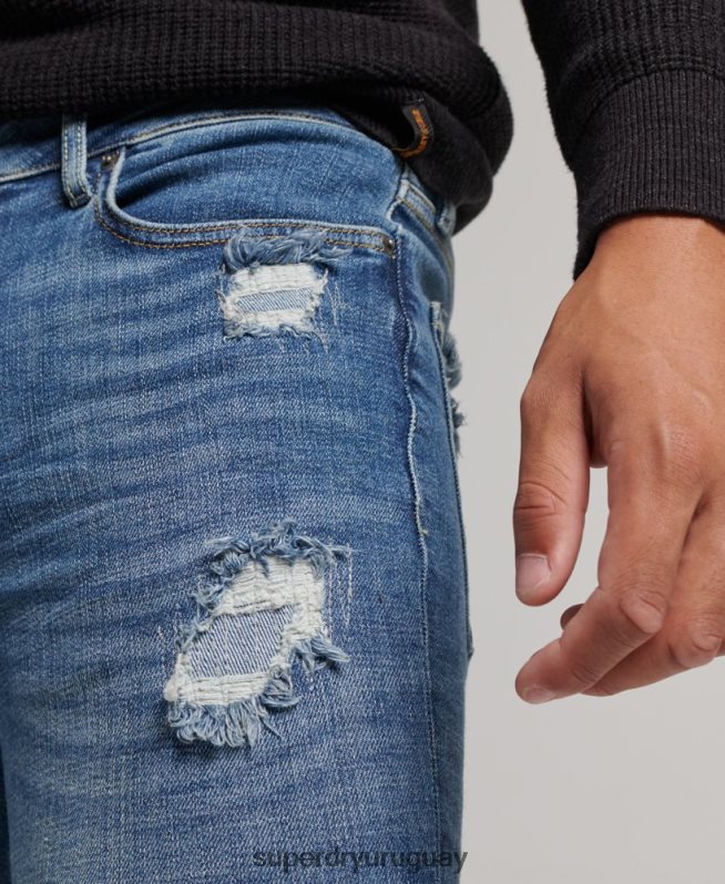 uy Superdry hombres vaqueros pitillo de época azul claro DT2N8Z1223 ropa