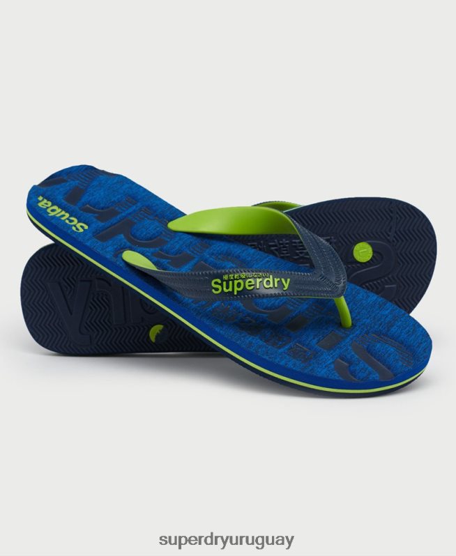 uy Superdry hombres chanclas Essential con logo azul oscuro DT2N8Z1929 zapatos