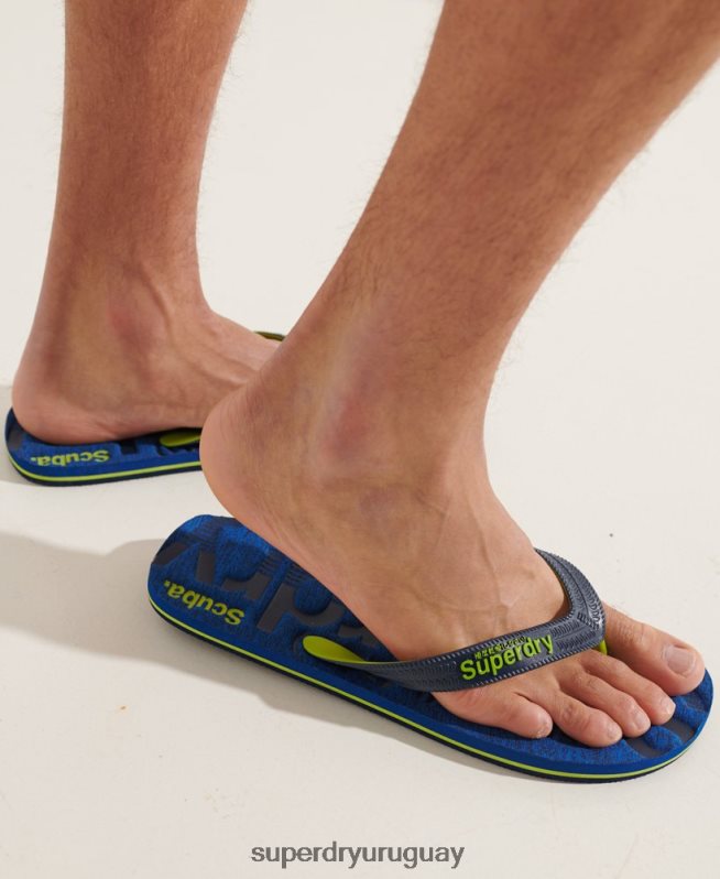 uy Superdry hombres chanclas Essential con logo azul oscuro DT2N8Z1929 zapatos
