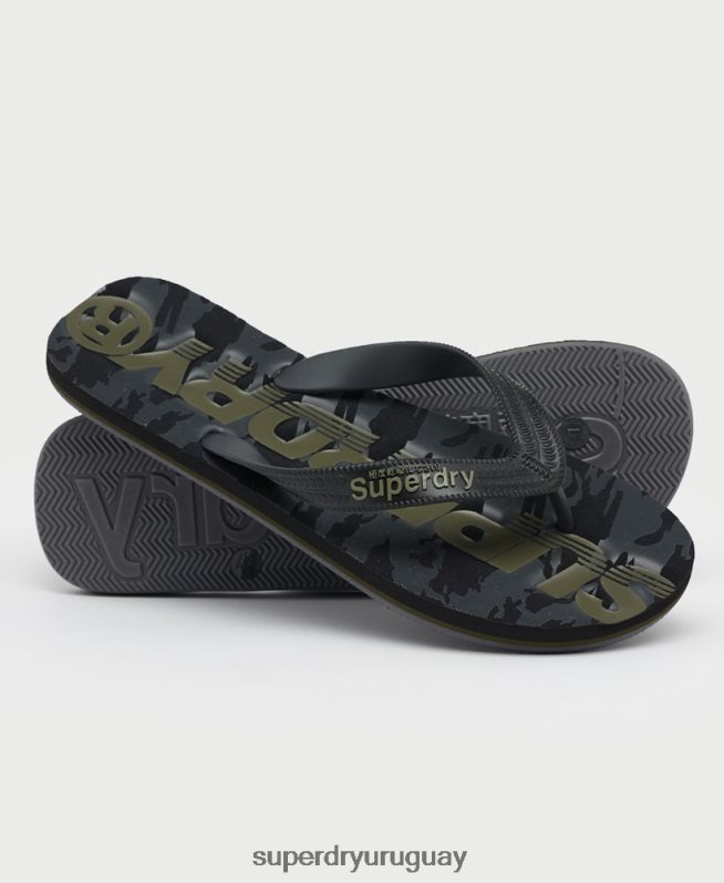 uy Superdry hombres chanclas Essential con logo negro DT2N8Z1930 zapatos
