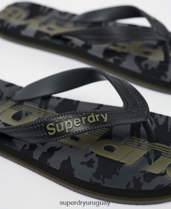 uy Superdry hombres chanclas Essential con logo negro DT2N8Z1930 zapatos