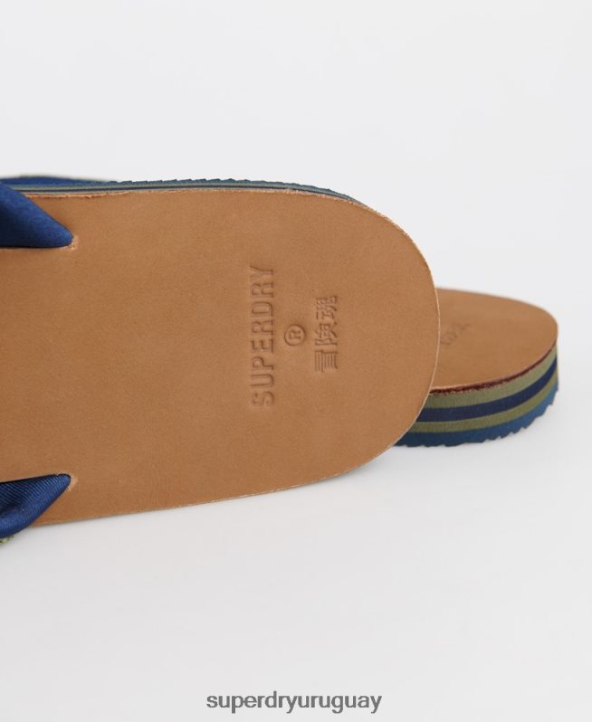 uy Superdry hombres chanclas de cuero de surf caqui DT2N8Z6478 zapatos