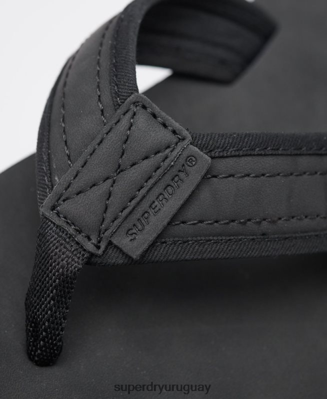 uy Superdry hombres chanclas de cuero negro DT2N8Z6485 zapatos