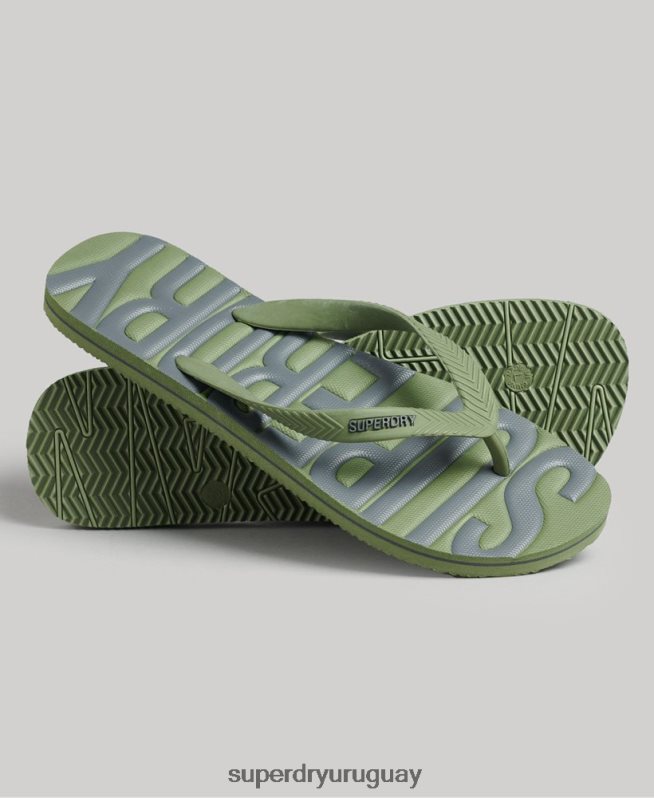 uy Superdry hombres chanclas veganas caqui DT2N8Z1906 zapatos