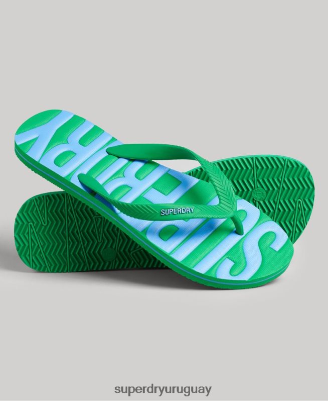 uy Superdry hombres chanclas veganas verde DT2N8Z118 zapatos
