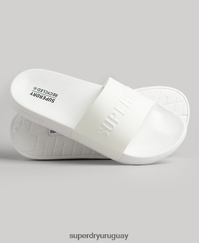 uy Superdry hombres chanclas de piscina con logo de código blanco DT2N8Z47 zapatos