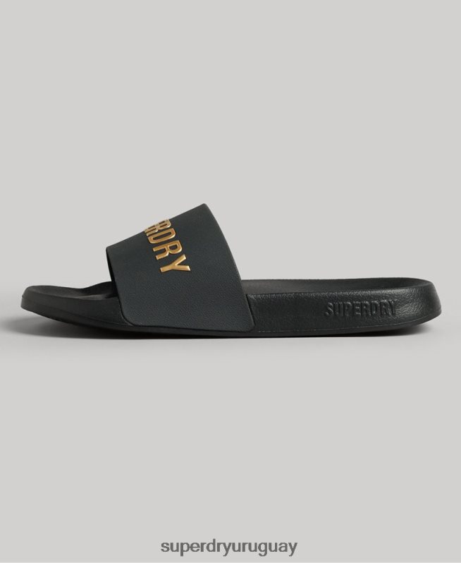 uy Superdry hombres chanclas de piscina con logo de código negro DT2N8Z1888 zapatos