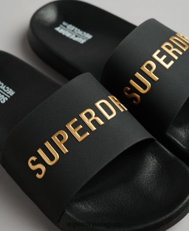 uy Superdry hombres chanclas de piscina con logo de código negro DT2N8Z1888 zapatos