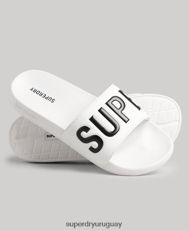 uy Superdry hombres deslizadores de piscina central blanco DT2N8Z1890 zapatos