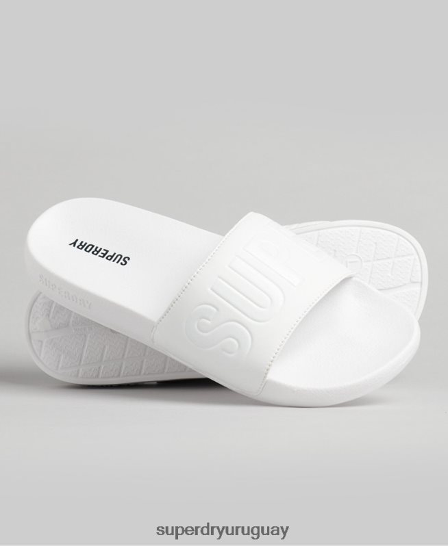 uy Superdry hombres deslizadores de piscina central blanco DT2N8Z1944 zapatos