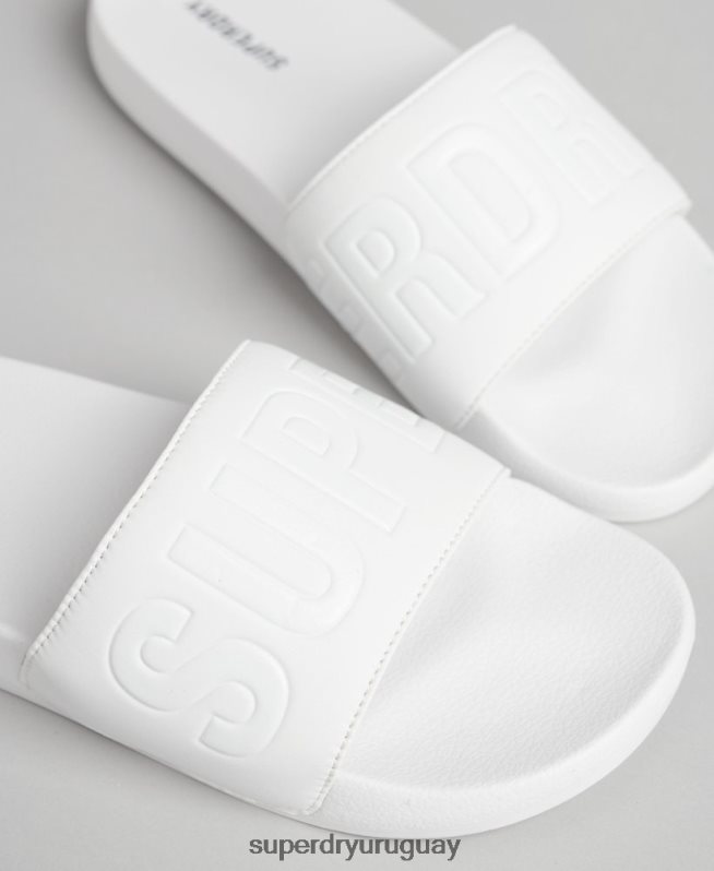 uy Superdry hombres deslizadores de piscina central blanco DT2N8Z1944 zapatos