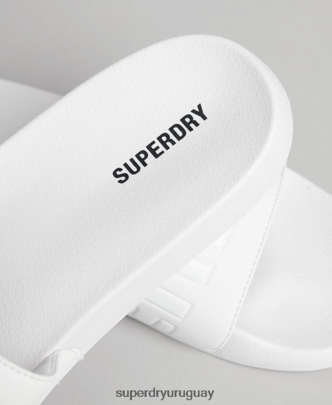 uy Superdry hombres deslizadores de piscina central blanco DT2N8Z1944 zapatos