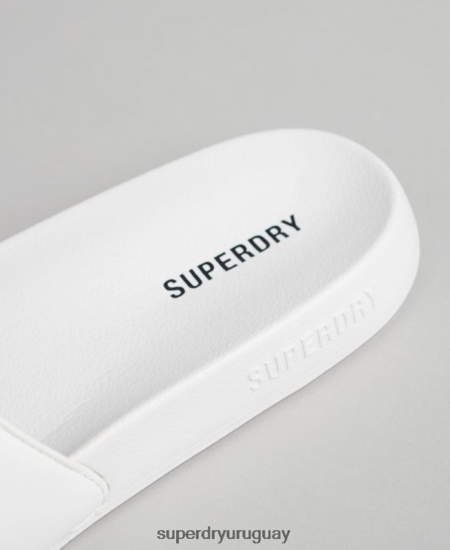 uy Superdry hombres deslizadores de piscina central blanco DT2N8Z1944 zapatos