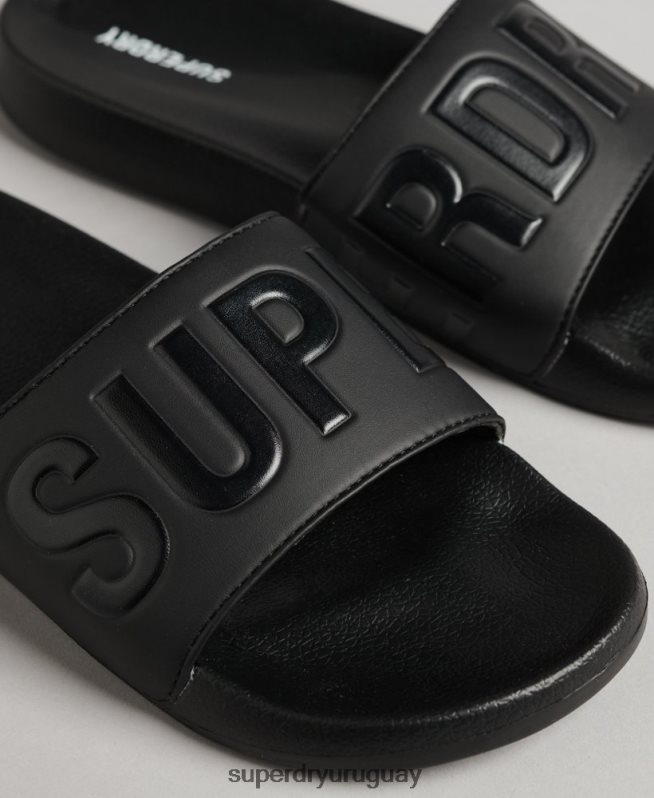uy Superdry hombres deslizadores de piscina central negro DT2N8Z1884 zapatos