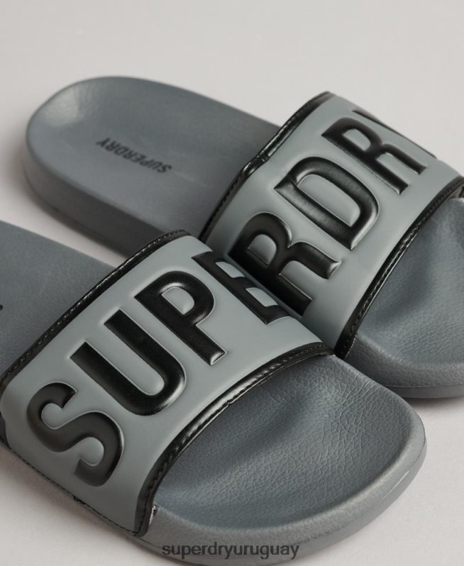 uy Superdry hombres deslizadores de piscina central negro DT2N8Z46 zapatos