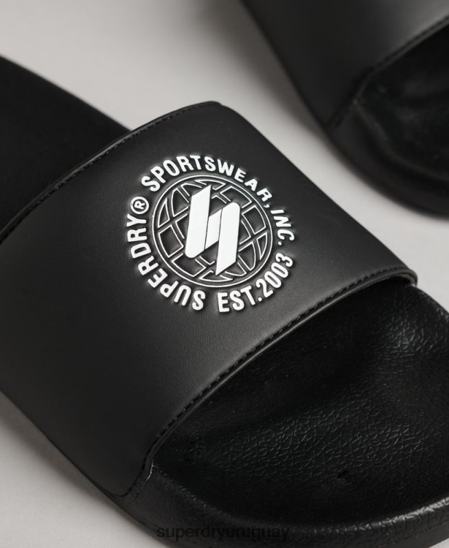 uy Superdry hombres deslizadores de piscina con código impreso negro DT2N8Z1913 zapatos