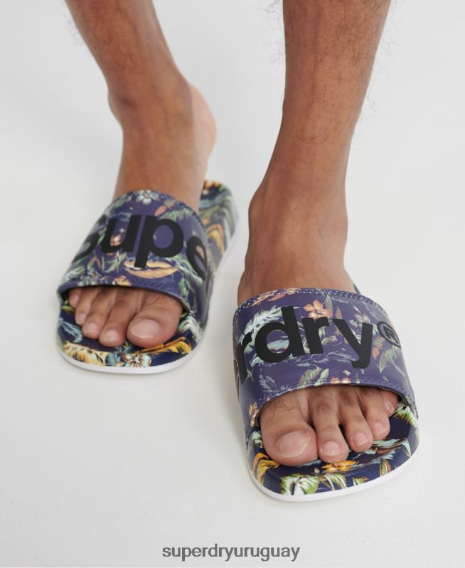 uy Superdry hombres deslizadores de piscina estampados multi DT2N8Z1931 zapatos