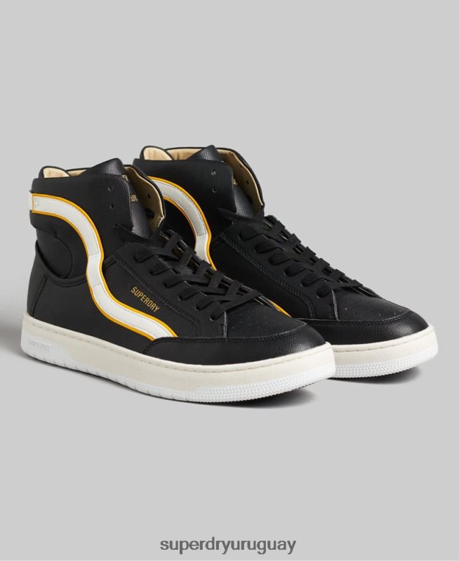 uy Superdry hombres tenis altos vintage vegan basket negro DT2N8Z1910 zapatos