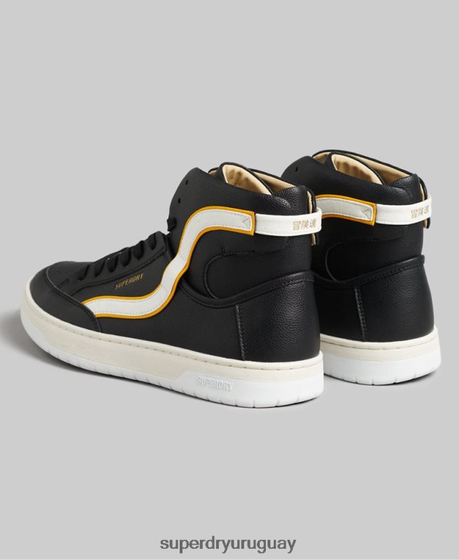 uy Superdry hombres tenis altos vintage vegan basket negro DT2N8Z1910 zapatos