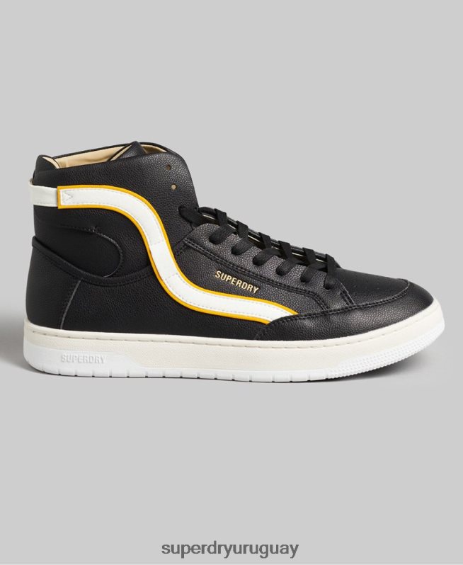 uy Superdry hombres tenis altos vintage vegan basket negro DT2N8Z1910 zapatos