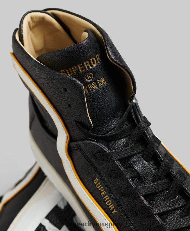 uy Superdry hombres tenis altos vintage vegan basket negro DT2N8Z1910 zapatos